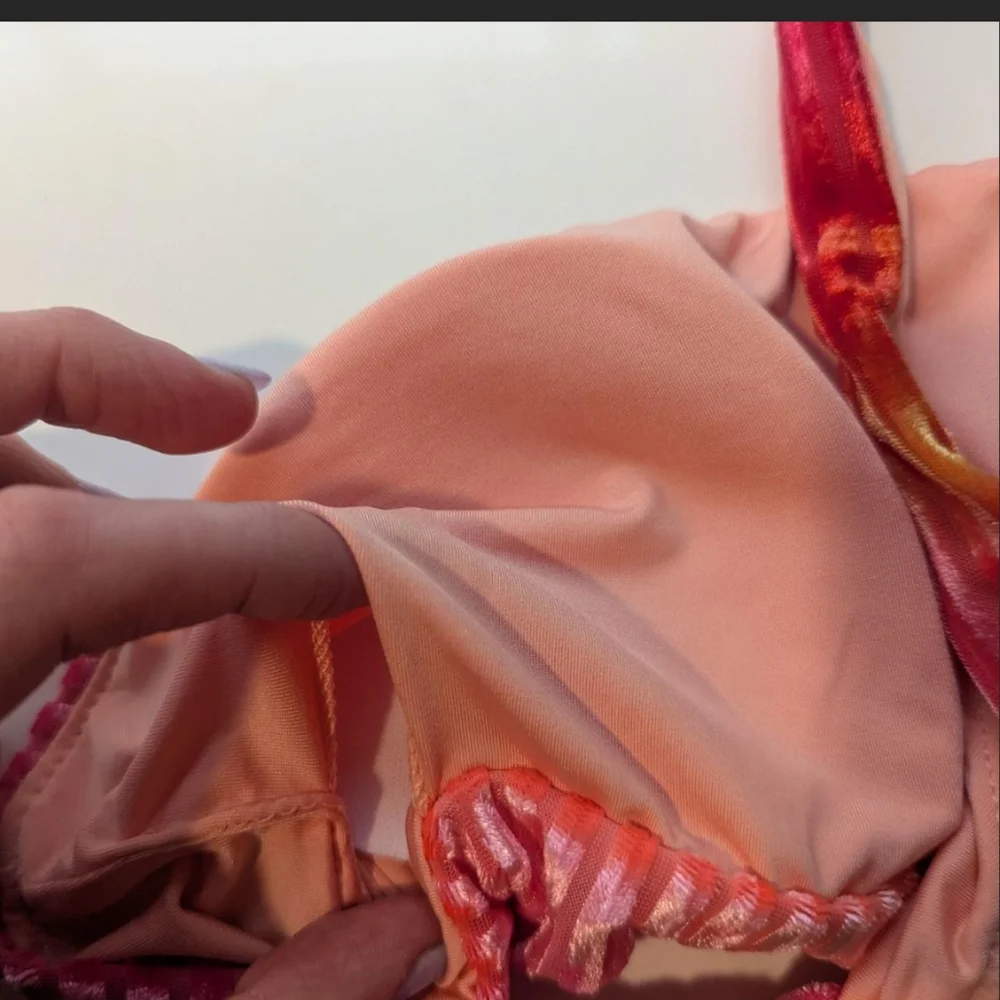 Pink and Orange One Shoulder Bikini Top